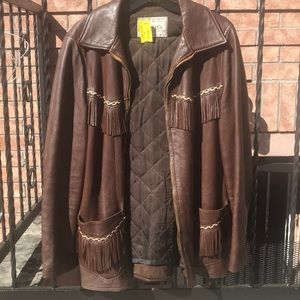 Vintage brown fringed leather jacket